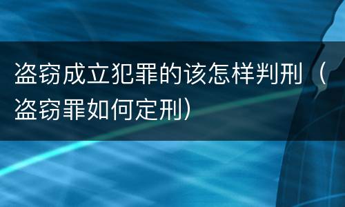 盗窃成立犯罪的该怎样判刑（盗窃罪如何定刑）