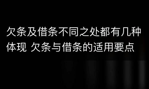 欠条及借条不同之处都有几种体现 欠条与借条的适用要点