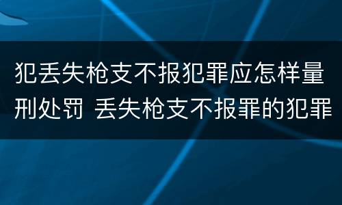 犯丢失枪支不报犯罪应怎样量刑处罚 丢失枪支不报罪的犯罪主体