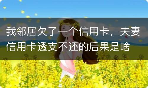 我邻居欠了一个信用卡，夫妻信用卡透支不还的后果是啥