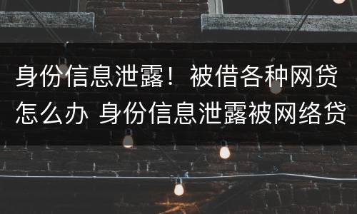 身份信息泄露！被借各种网贷怎么办 身份信息泄露被网络贷款怎么办