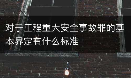 对于工程重大安全事故罪的基本界定有什么标准