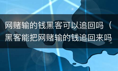 网赌输的钱黑客可以追回吗（黑客能把网赌输的钱追回来吗）
