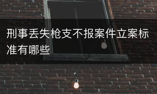 刑事丢失枪支不报案件立案标准有哪些