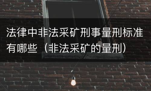 法律中非法采矿刑事量刑标准有哪些（非法采矿的量刑）