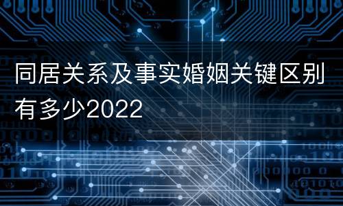 同居关系及事实婚姻关键区别有多少2022