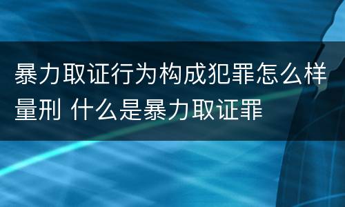 暴力取证行为构成犯罪怎么样量刑 什么是暴力取证罪