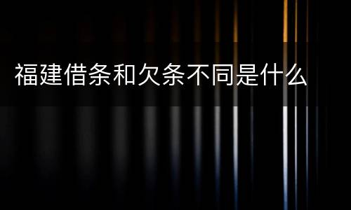 福建借条和欠条不同是什么