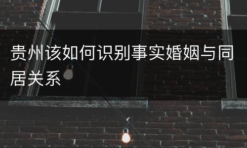 贵州该如何识别事实婚姻与同居关系