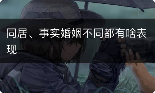 同居、事实婚姻不同都有啥表现