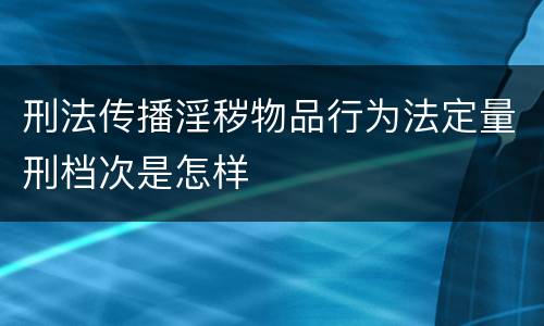 刑法传播淫秽物品行为法定量刑档次是怎样