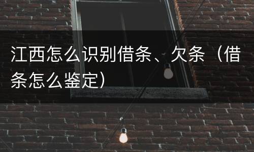 江西怎么识别借条、欠条（借条怎么鉴定）