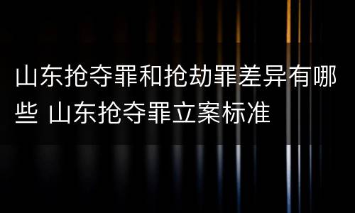 山东抢夺罪和抢劫罪差异有哪些 山东抢夺罪立案标准