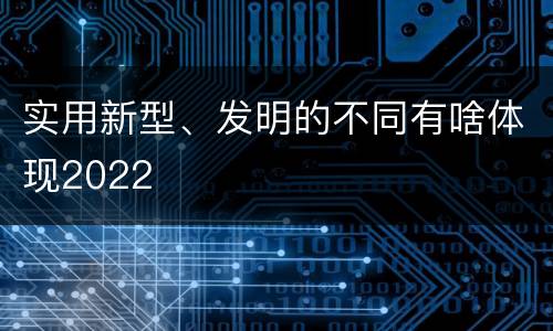 实用新型、发明的不同有啥体现2022