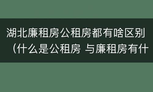 湖北廉租房公租房都有啥区别（什么是公租房 与廉租房有什么区别）