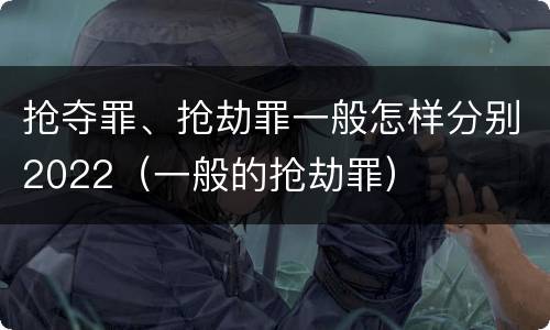 抢夺罪、抢劫罪一般怎样分别2022（一般的抢劫罪）