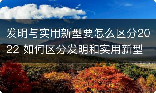 发明与实用新型要怎么区分2022 如何区分发明和实用新型