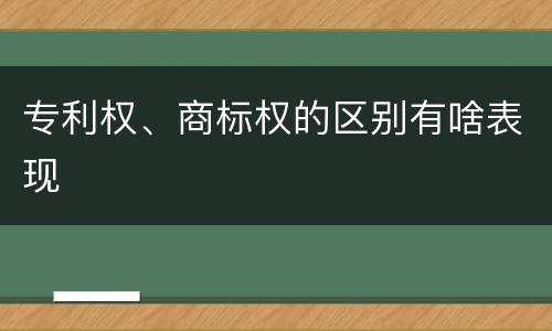 专利权、商标权的区别有啥表现