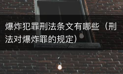 爆炸犯罪刑法条文有哪些（刑法对爆炸罪的规定）