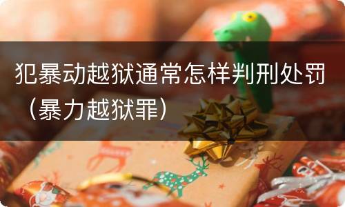 犯暴动越狱通常怎样判刑处罚（暴力越狱罪）