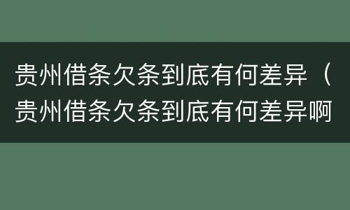 贵州借条欠条到底有何差异（贵州借条欠条到底有何差异啊）