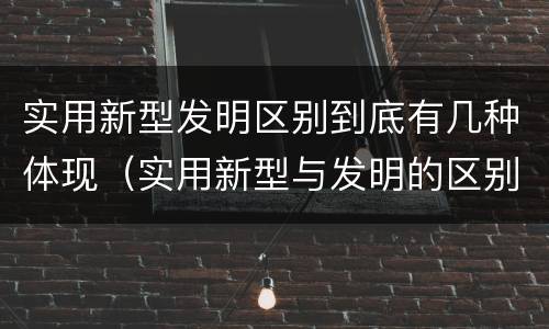 实用新型发明区别到底有几种体现（实用新型与发明的区别有哪些）