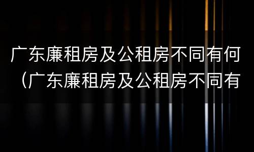 广东廉租房及公租房不同有何（广东廉租房及公租房不同有何影响）