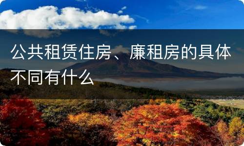 公共租赁住房、廉租房的具体不同有什么