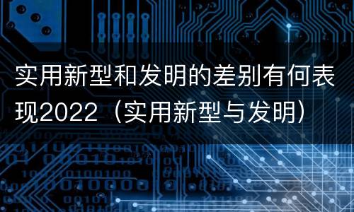 实用新型和发明的差别有何表现2022（实用新型与发明）