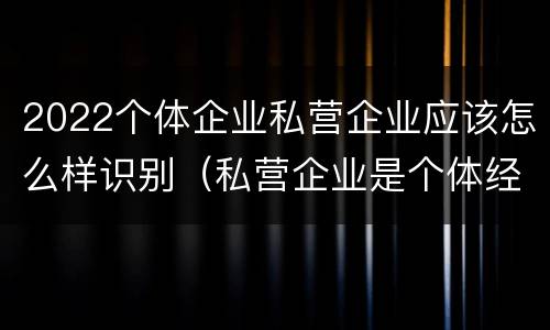 2022个体企业私营企业应该怎么样识别（私营企业是个体经营吗）