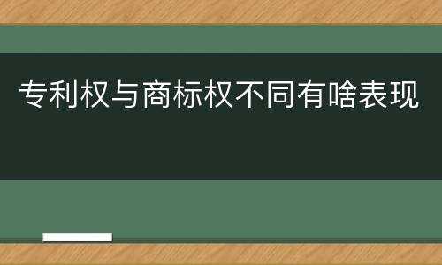 专利权与商标权不同有啥表现