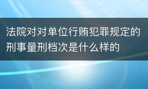 法院对对单位行贿犯罪规定的刑事量刑档次是什么样的
