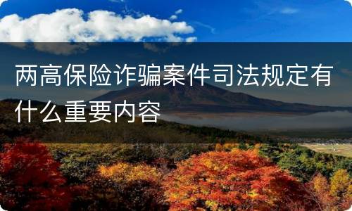 两高保险诈骗案件司法规定有什么重要内容