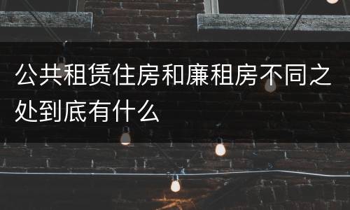 公共租赁住房和廉租房不同之处到底有什么