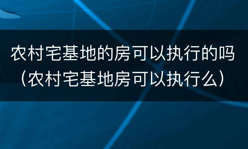 农村宅基地的房可以执行的吗（农村宅基地房可以执行么）