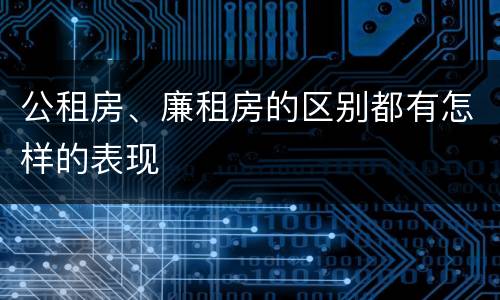 公租房、廉租房的区别都有怎样的表现