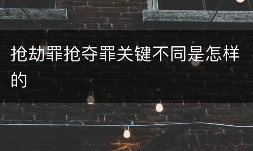 抢劫罪抢夺罪关键不同是怎样的