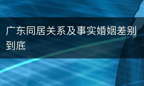 广东同居关系及事实婚姻差别到底