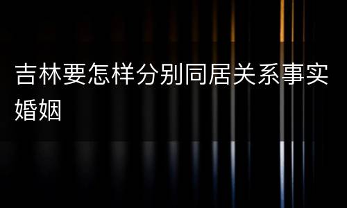 吉林要怎样分别同居关系事实婚姻
