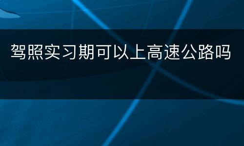 驾照实习期可以上高速公路吗