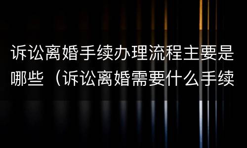 诉讼离婚手续办理流程主要是哪些（诉讼离婚需要什么手续 流程2021）