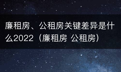 廉租房、公租房关键差异是什么2022（廉租房 公租房）