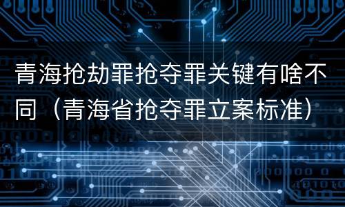 青海抢劫罪抢夺罪关键有啥不同（青海省抢夺罪立案标准）