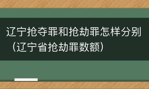 辽宁抢夺罪和抢劫罪怎样分别（辽宁省抢劫罪数额）