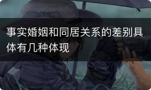 事实婚姻和同居关系的差别具体有几种体现