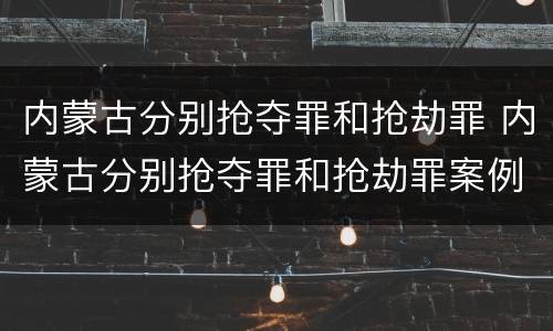 内蒙古分别抢夺罪和抢劫罪 内蒙古分别抢夺罪和抢劫罪案例