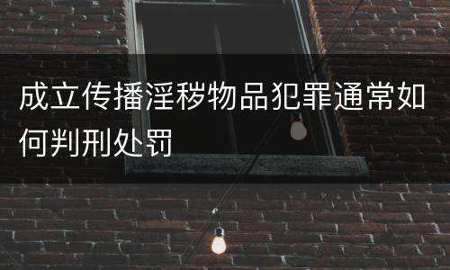 成立传播淫秽物品犯罪通常如何判刑处罚
