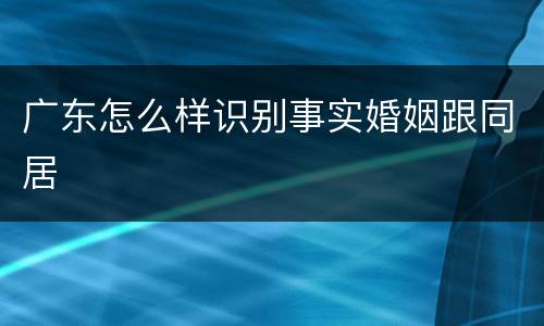 广东怎么样识别事实婚姻跟同居