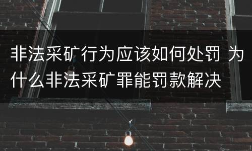 非法采矿行为应该如何处罚 为什么非法采矿罪能罚款解决