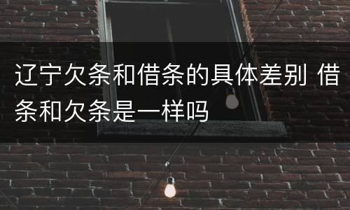 辽宁欠条和借条的具体差别 借条和欠条是一样吗